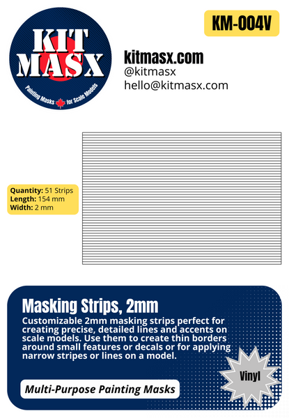 Masking Strips 2mm, 3mm, 4mm Multi-Purpose Paint Masks, Any Scale