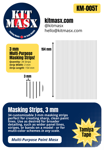 Masking Strips 2 mm, 3 mm, 4 mm Multi-Purpose Paint Masks, Any Scale