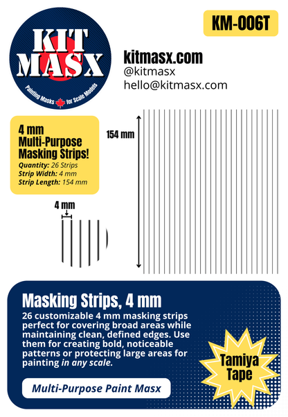 Masking Strips 2 mm, 3 mm, 4 mm Multi-Purpose Paint Masks, Any Scale