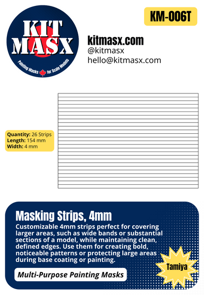 Masking Strips 2mm, 3mm, 4mm Multi-Purpose Paint Masks, Any Scale