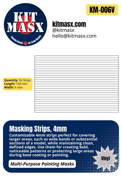 Masking Strips 2mm, 3mm, 4mm Multi-Purpose Paint Masks, Any Scale