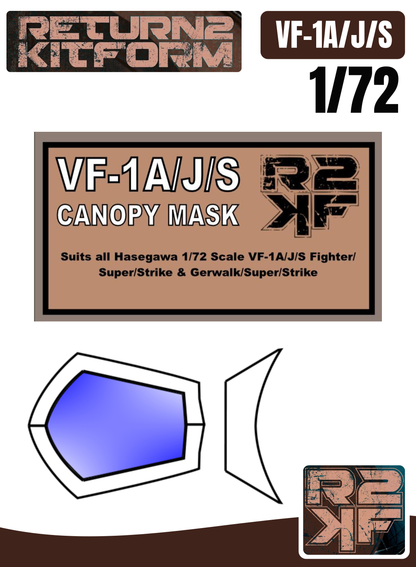 R2KF Hasegawa Macross VF-1A/J/S Valkyrie 1/72 Canopy Paint Masks, Kit # 65719 (VF-1A/J/S)