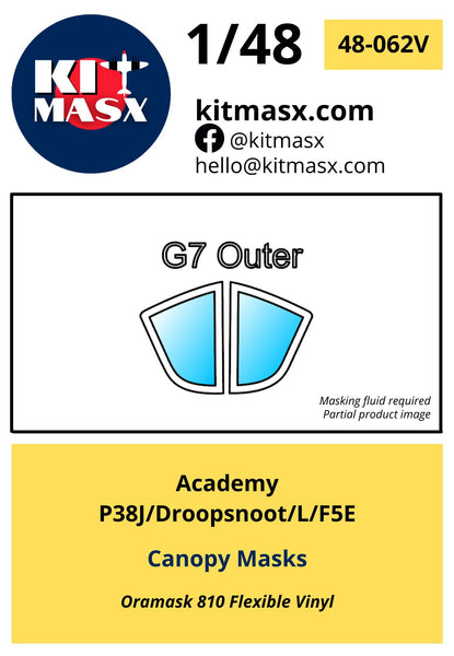 Academy P38J/Droopsnoot/L/F5E Canopy Masks Kit Masx 