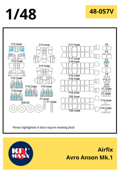 Airfix Avro Anson Mk.1 Canopy Masks Kit Masx 