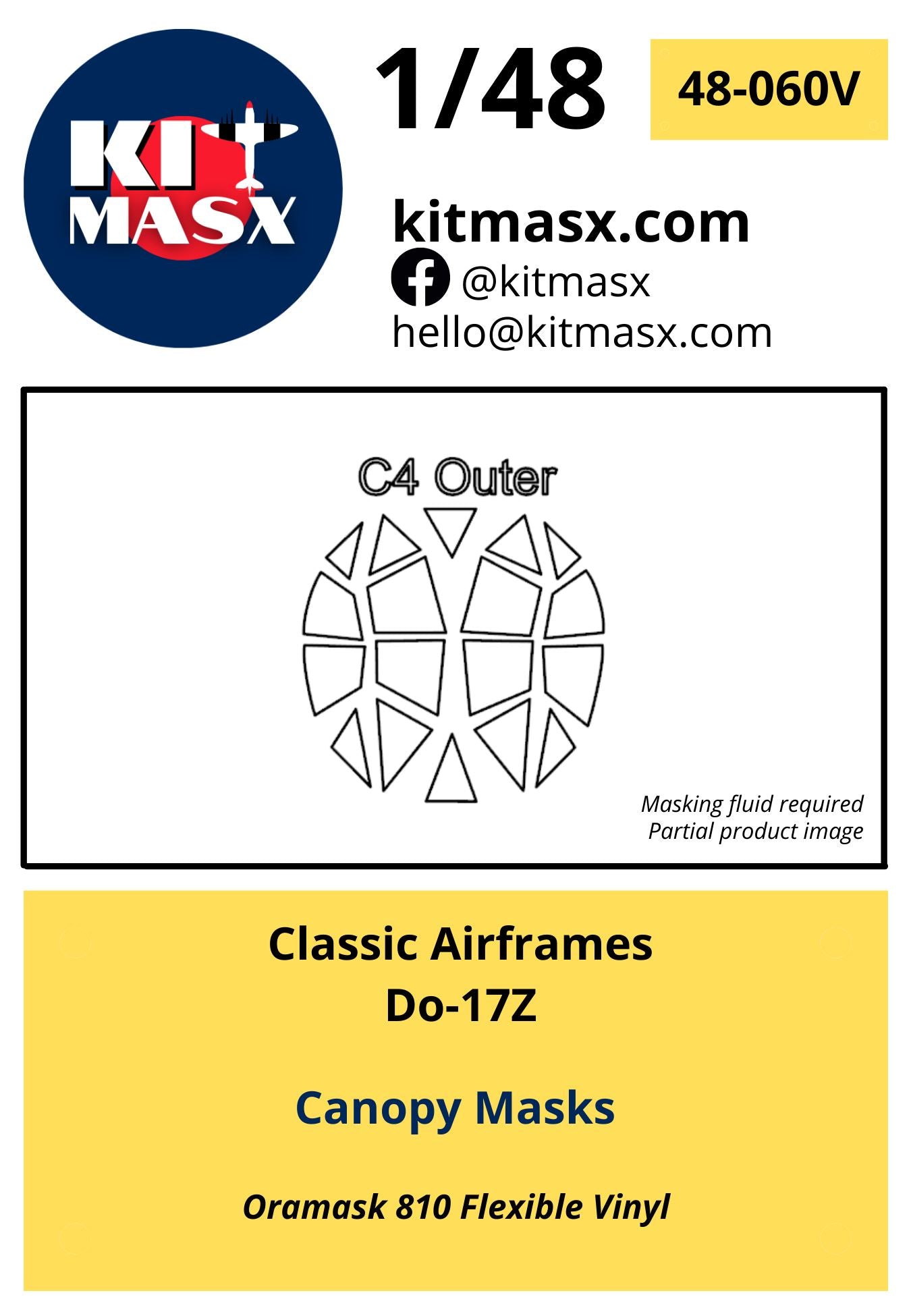 Classic Airframes Do-17Z Canopy Masks Kit Masx 