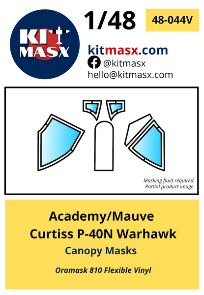 Academy/Mauve Curtiss P-40N Warhawk Canopy Masks Kit Masx 