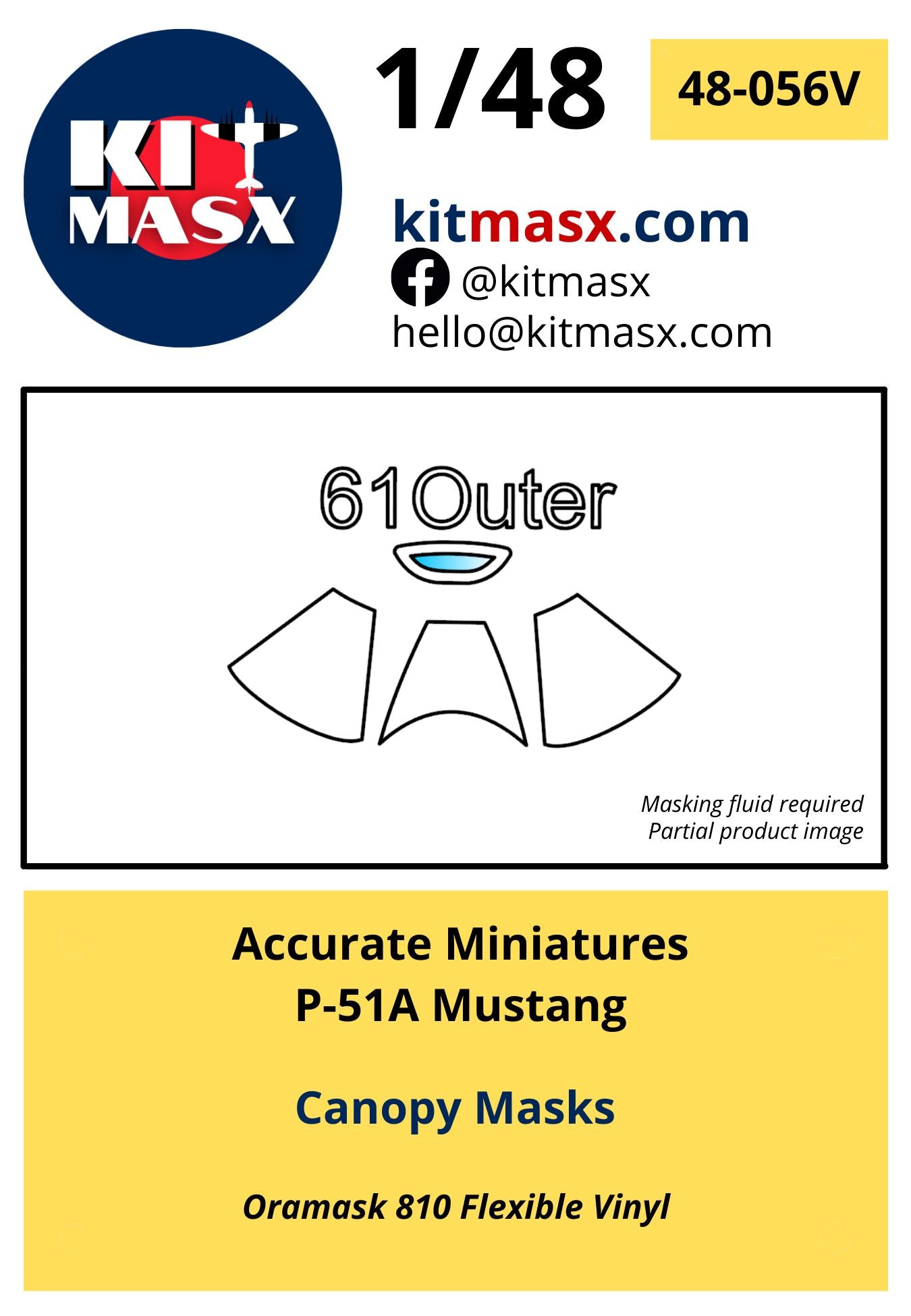 Accurate Miniatures P-51A Mustang Canopy Masks Kit Masx 