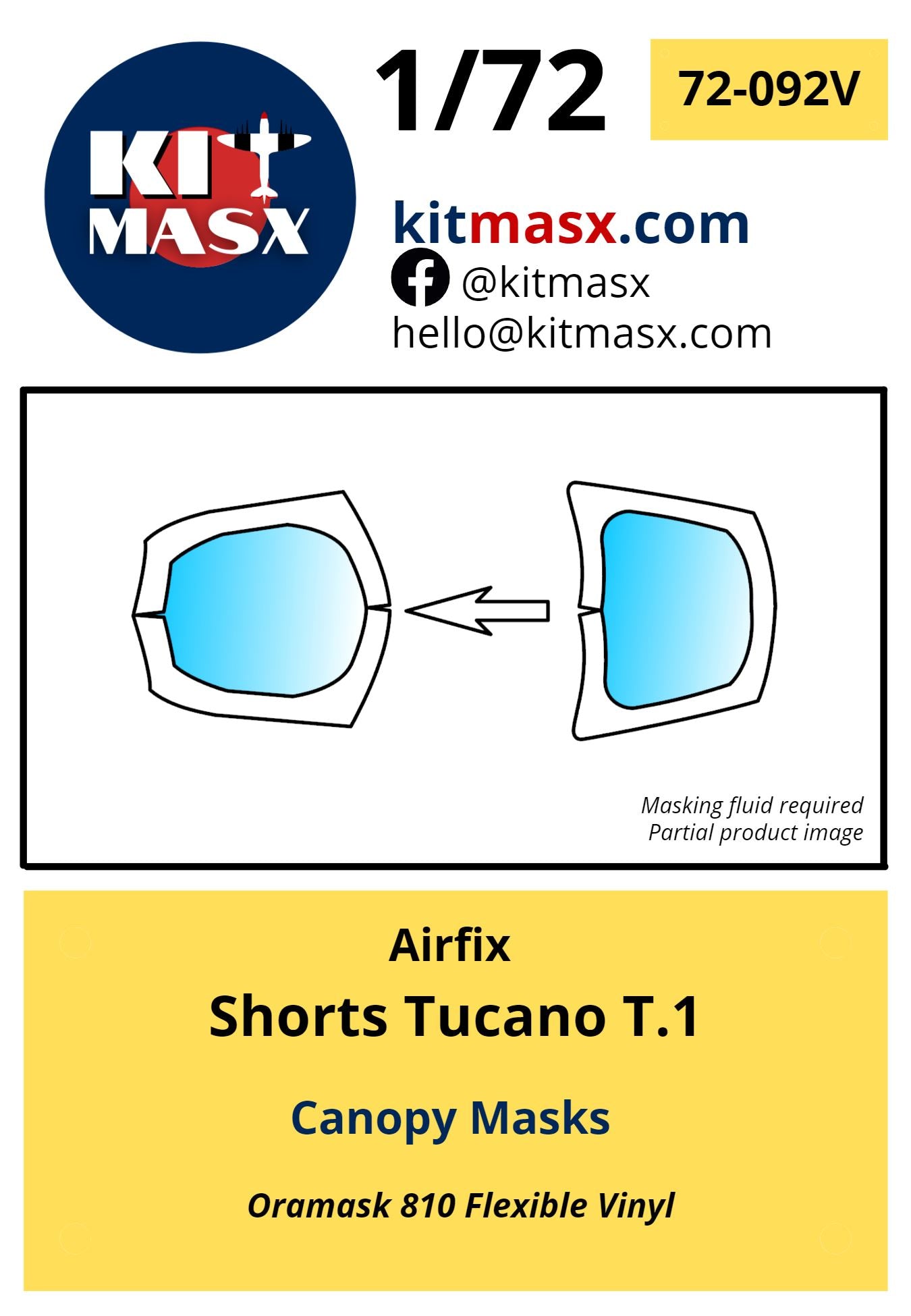 Airfix Shorts Tucano T.1 Canopy Masks Kit Masx 