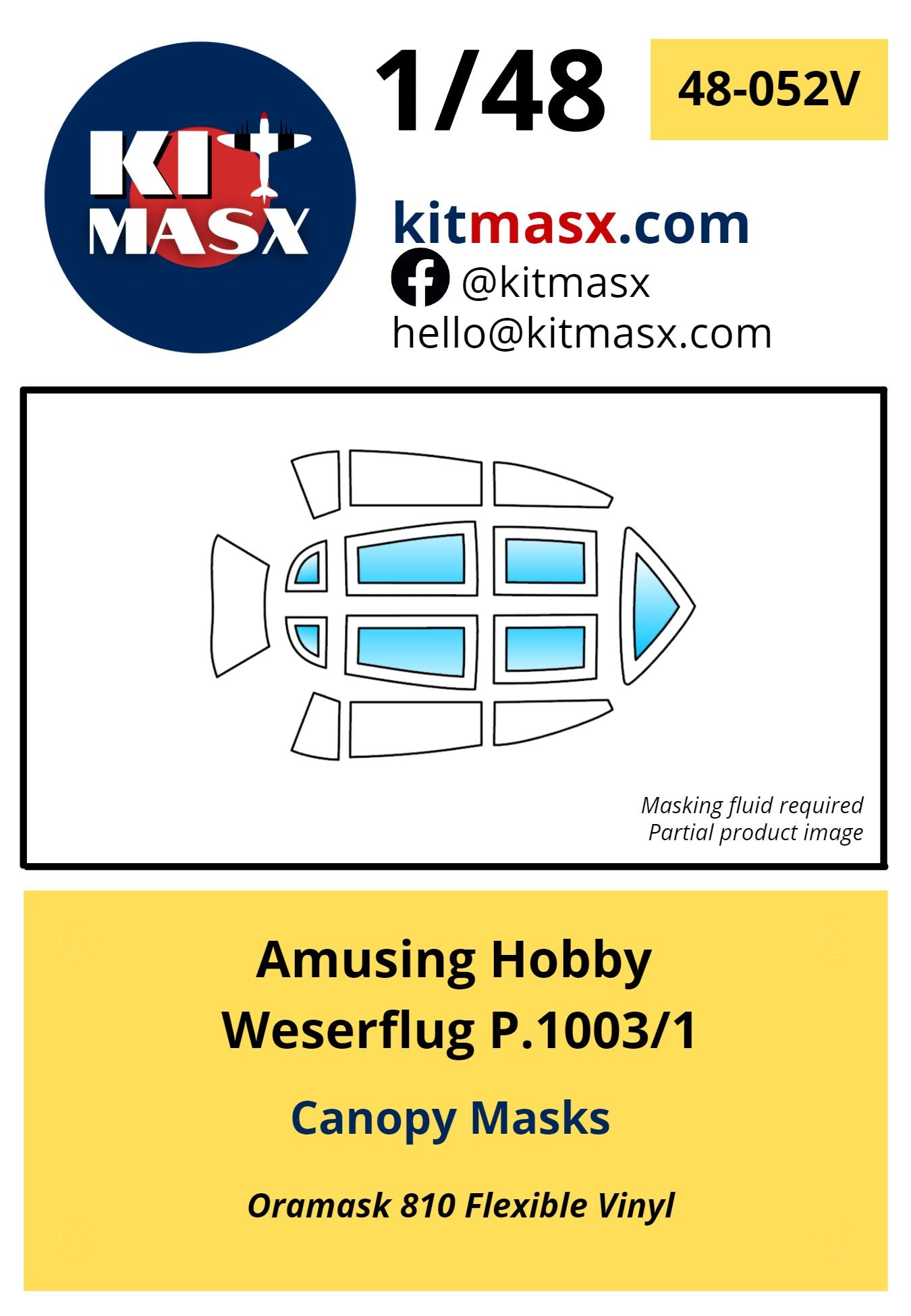Amusing Hobby Weserflug P.1003/1 Canopy Masks Kit Masx 