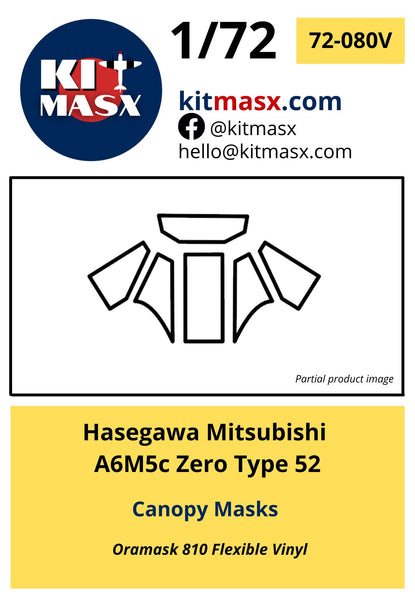 Hasegawa Mitsubishi A6M5c Zero Type 52 Canopy Masks Kit Masx 
