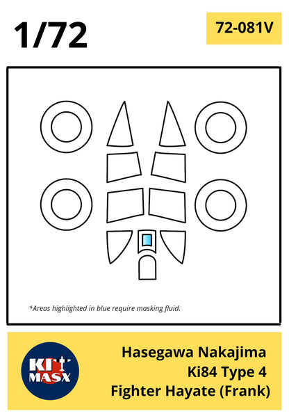 Hasegawa Nakajima Ki84 Type 4 Fighter Hayate (Frank) Canopy Masks Kit Masx 