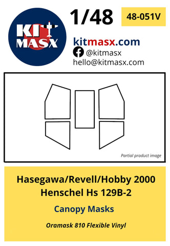 Hasegawa/Revell/Hobby 2000 Henschel Hs 129B-2 Canopy Masks Kit Masx 