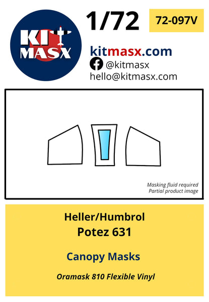 Heller/Humbrol Potez 631 Canopy Masks Kit Masx 