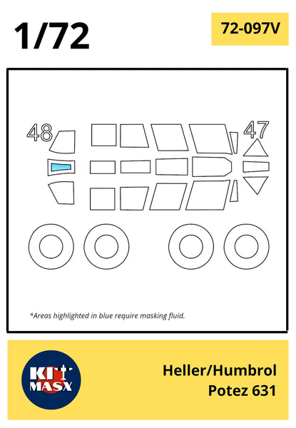 Heller/Humbrol Potez 631 Canopy Masks Kit Masx 