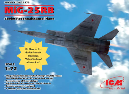 ICM/Revell/Hasegawa MiG-25RB Foxbat Canopy Masks Kit Masx 