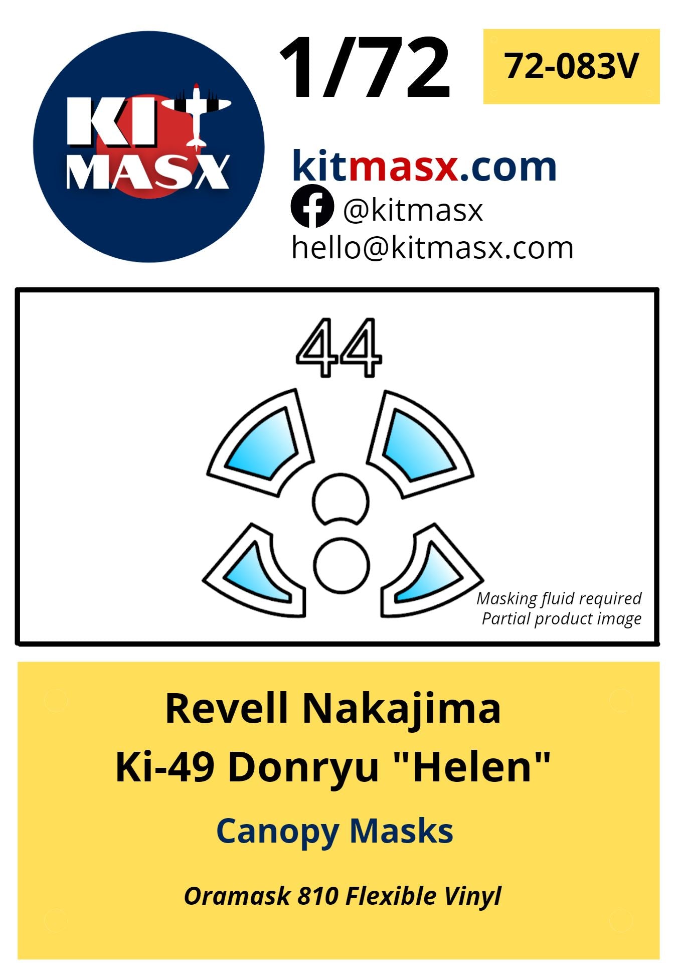 Revell Nakajima Ki-49 Donryu "Helen" Canopy Masks Kit Masx 