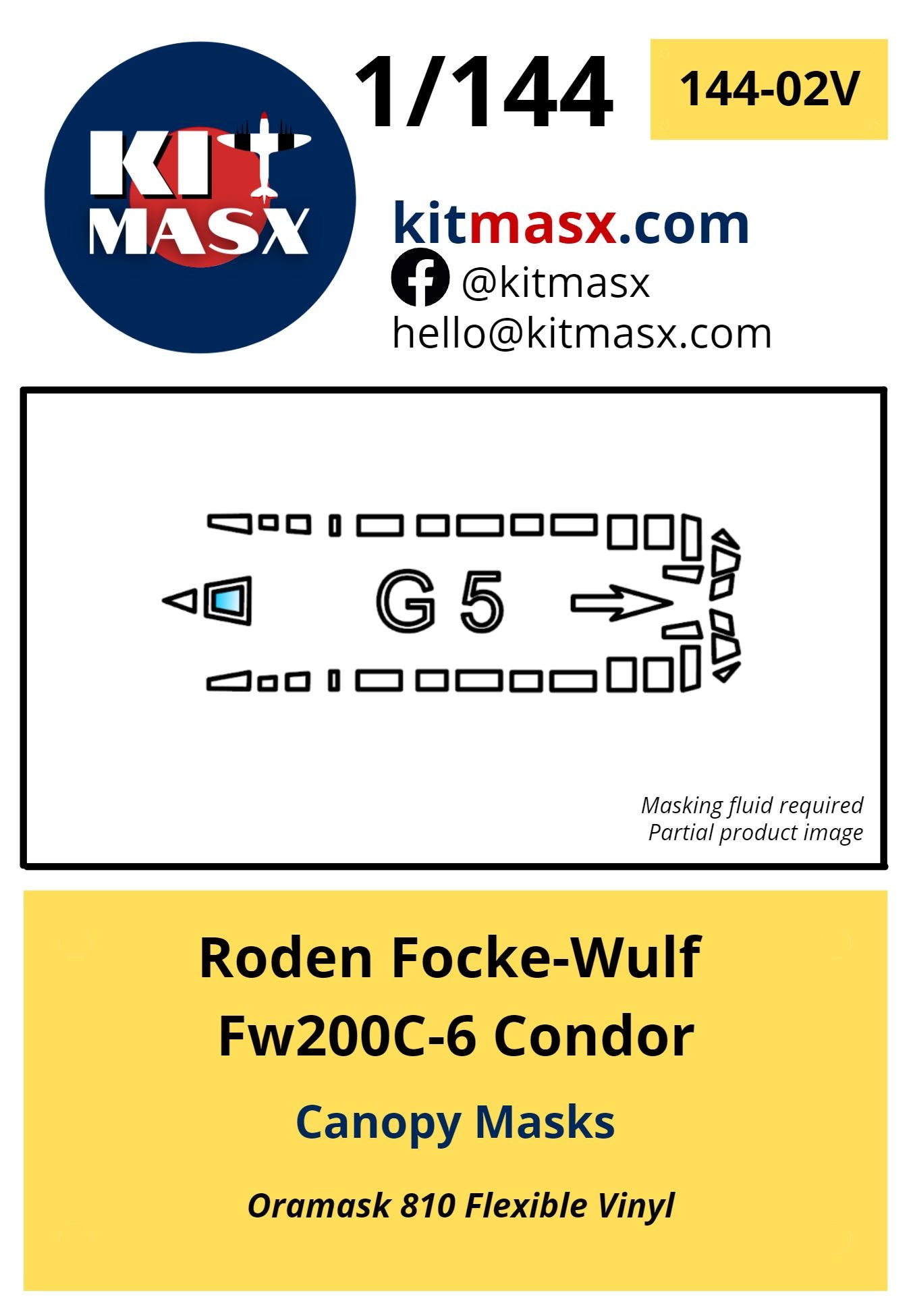 Roden Focke-Wulf Fw200C-6 Condor Canopy Masks Kit Masx 