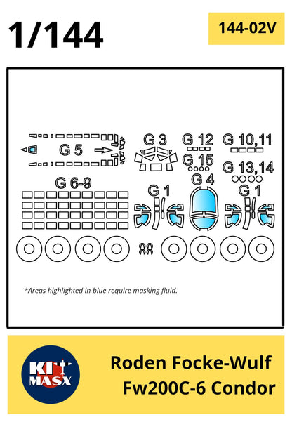 Roden Focke-Wulf Fw200C-6 Condor Canopy Masks Kit Masx 
