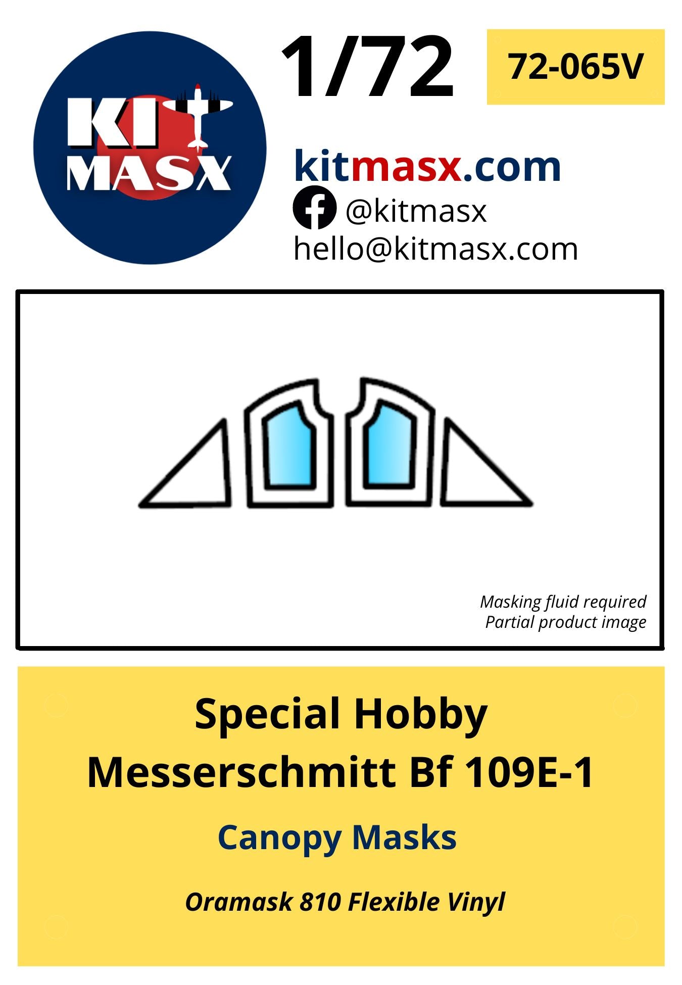 Special Hobby Messerschmitt Bf 109E-1 Canopy Masks Kit Masx 