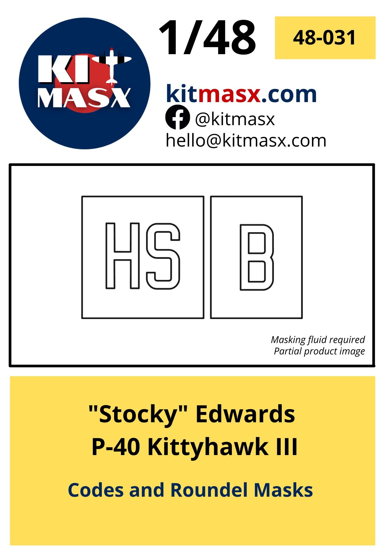 "Stocky" Edwards P-40 Kittyhawk III Scale Model Accessories Kit Masx 