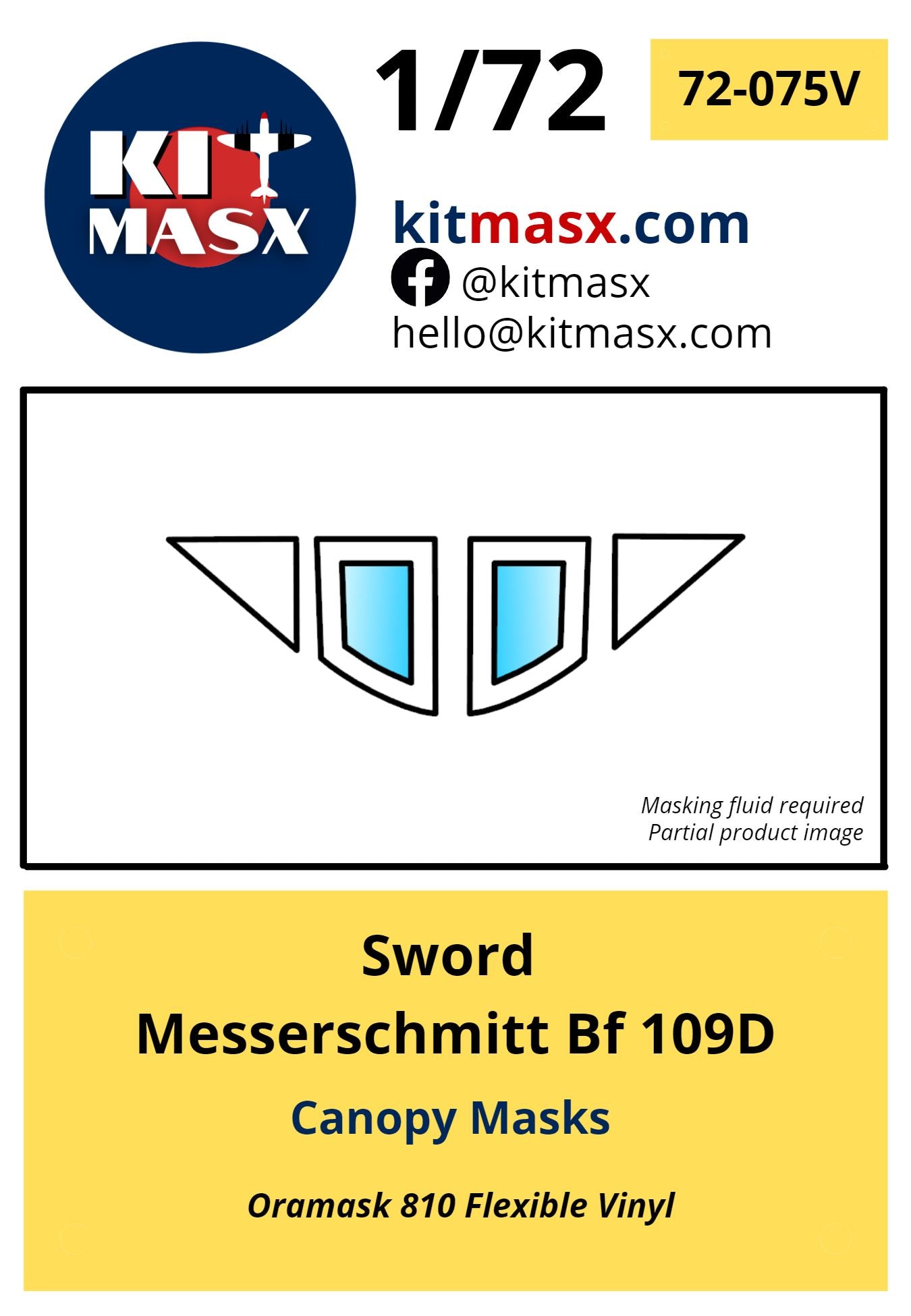 Sword Messerschmitt Bf 109D Canopy Masks Kit Masx 