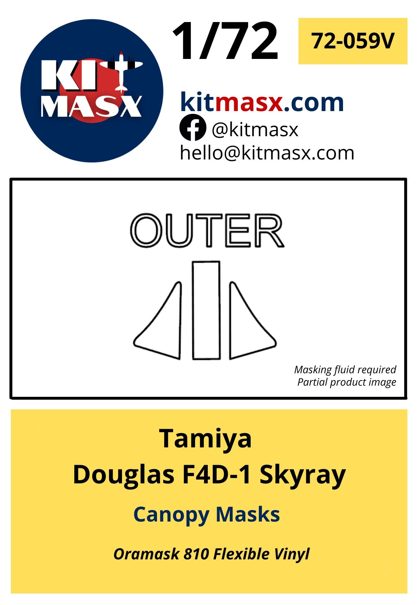 Tamiya Douglas F4D-1 Skyray Canopy Masks Kit Masx 