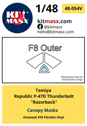 Tamiya Republic P-47D Thunderbolt "Razorback" Canopy Masks Kit Masx 