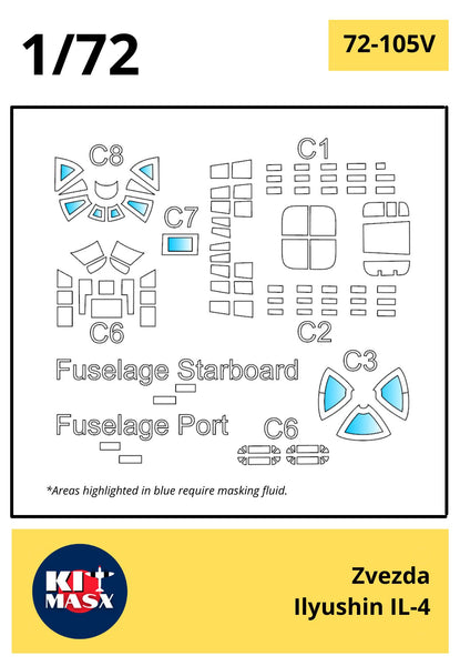 Zvezda Ilyushin IL-4 Canopy Masks Kit Masx 