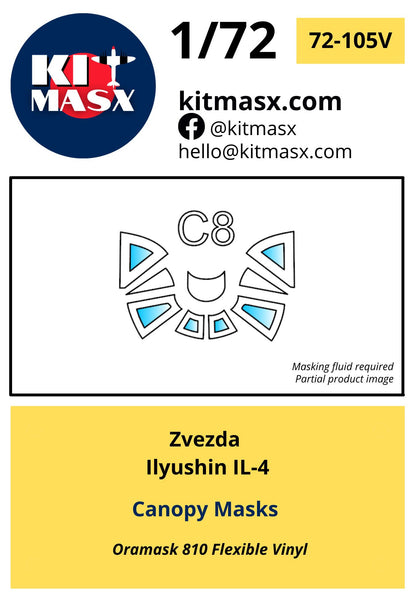 Zvezda Ilyushin IL-4 Canopy Masks Kit Masx 